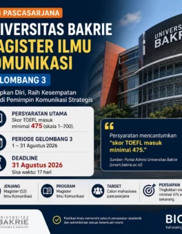 Syarat TOEFL Magister Ilmu Komunikasi Bakrie 2026 - Bahasa Inggris Center (BIC)