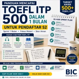 Sprint Cerdas TOEFL ITP 500 dalam 30 Hari untuk S2 - Bahasa Inggris Center (BIC)