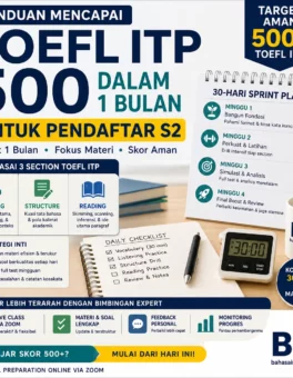 Sprint Cerdas TOEFL ITP 500 dalam 30 Hari untuk S2 - Bahasa Inggris Center (BIC)